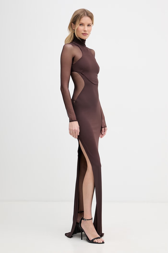 Odzież Elisabetta Franchi sukienka z wiskozą ABR2263E2 brązowy