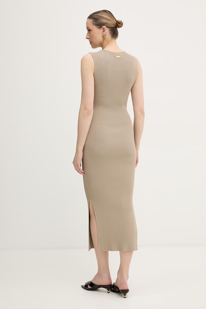 Odzież Armani Exchange sukienka bodycon z wiskozy XW001900.AF10352 beżowy