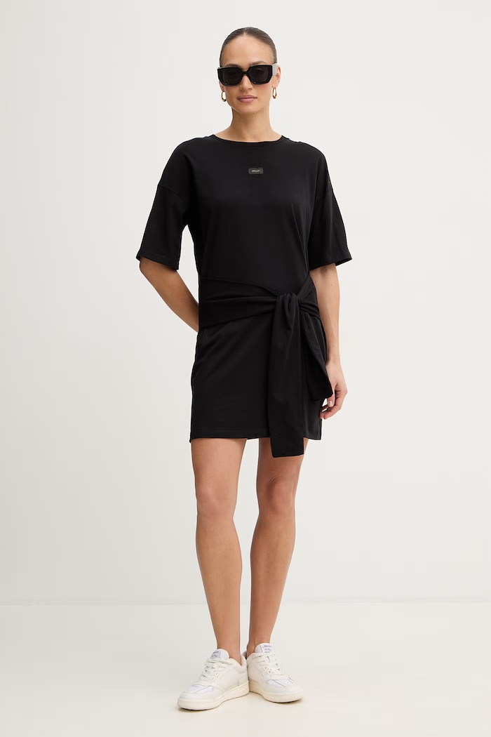 Bombažna obleka Armani Exchange XW002085.AF10356 črna SS26