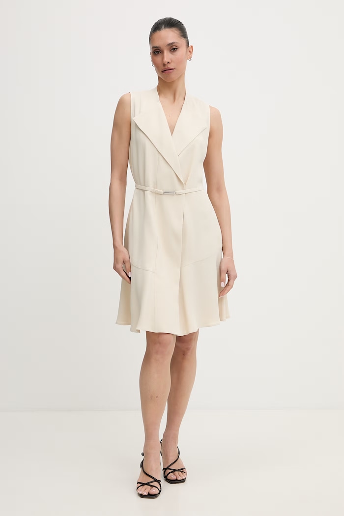 BOSS rochie cu vâscoză Dimosa-Mini bej 50554224