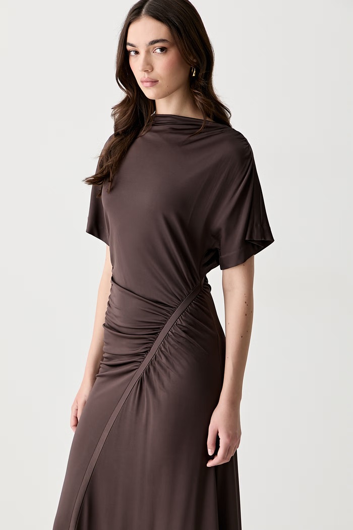 BOSS rochie evazată cu vâscoză Ecaren maro 50557298