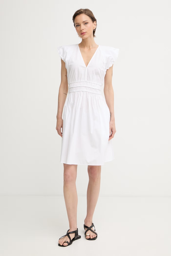 BOSS Orange rochie de vară din bumbac C Darico alb 50559093