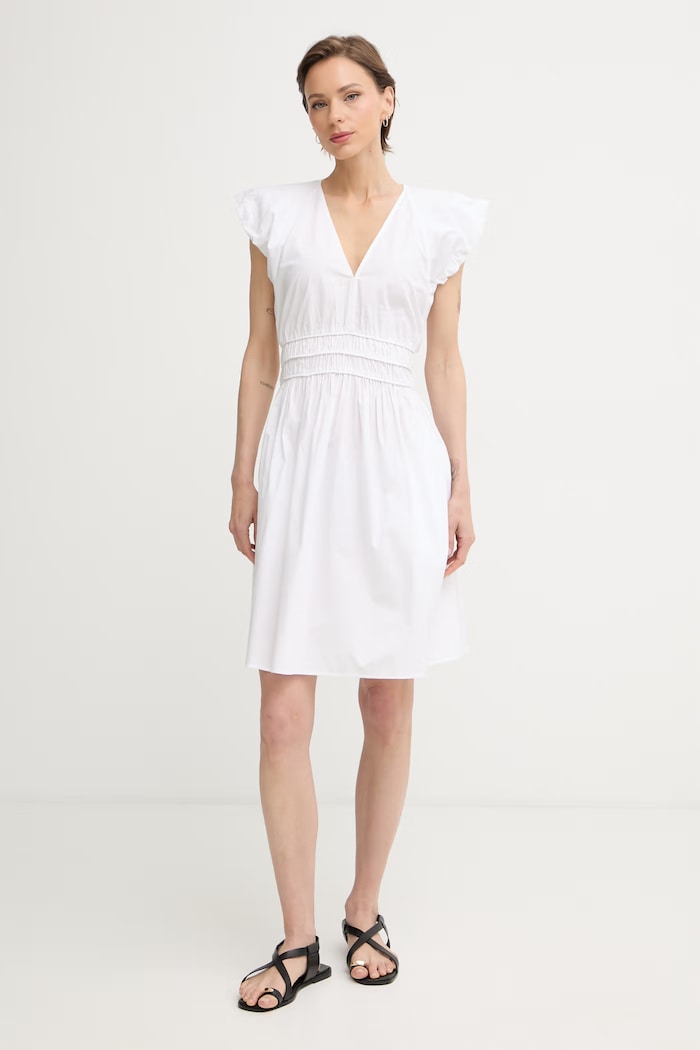 BOSS Orange rochie de vară din bumbac C Darico alb 50559093