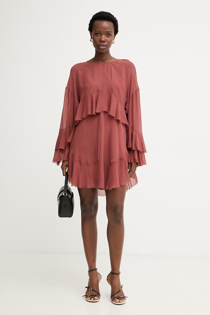 BOSS Orange рокля тип блуза с вискоза C Dleja 50565599 оранжев SS26