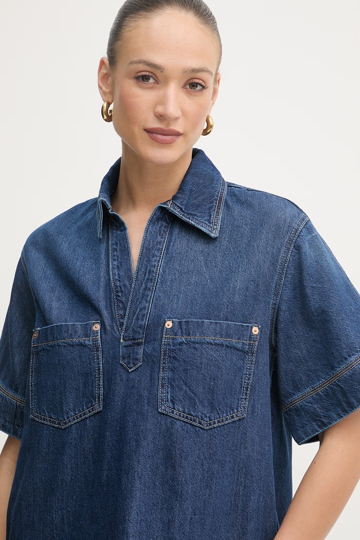 BOSS Orange sukienka jeansowa C POLO DRESS granatowy 50558674
