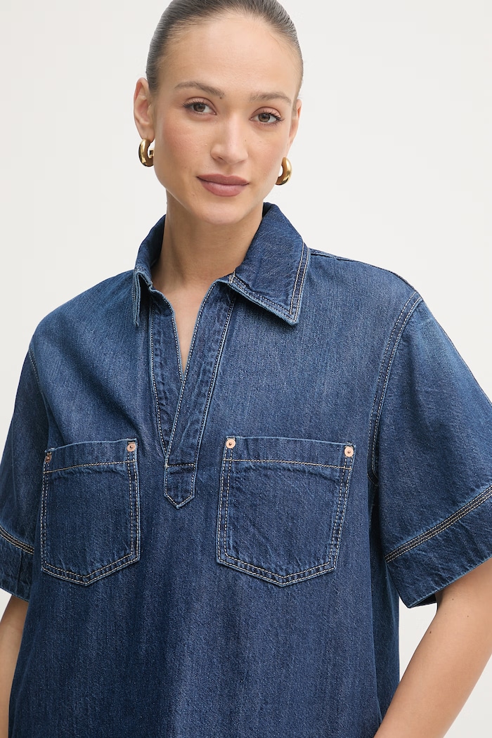 BOSS Orange sukienka jeansowa C POLO DRESS granatowy 50558674