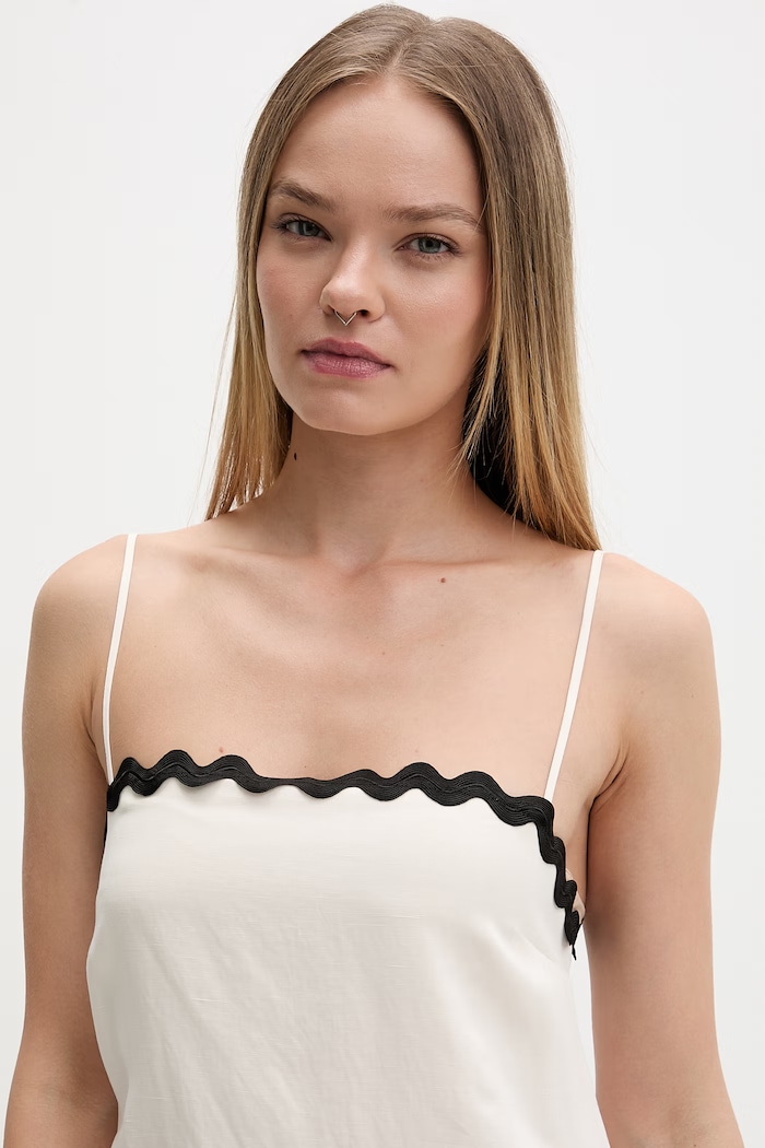 HUGO rochie de vară cu amestec de in Kabaru-1 bej 50557547