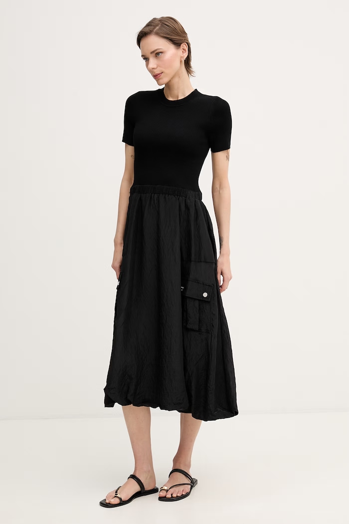 DKNY sukienka bombka z wiskozy P6AUAB70 czarny SS26