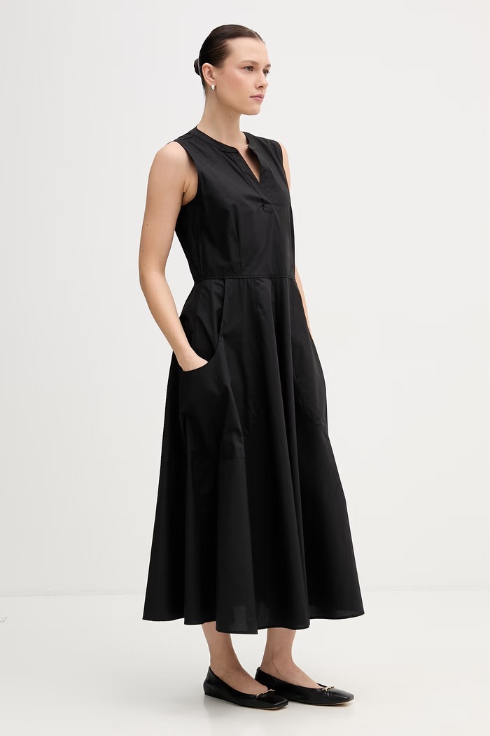 Bombažna obleka Dkny DJ6D9193 črna SS26
