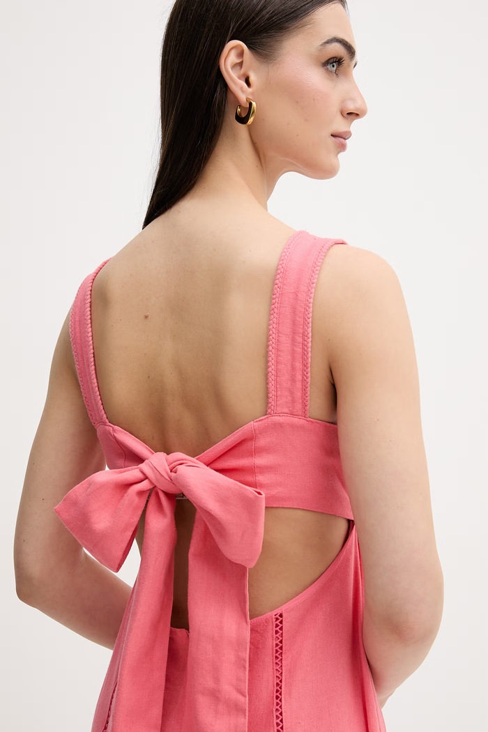 Šaty s prímesou ľanu Dkny DJ6D9174 oranžová