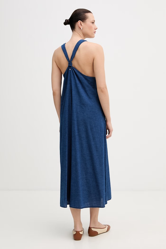 Oblačila Bombažna obleka Dkny DJ6D9188 modra