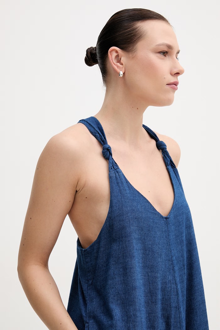 Bombažna obleka Dkny modra DJ6D9188