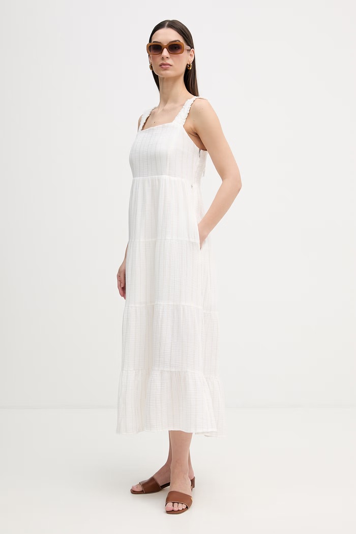 Bavlnené šaty Dkny DJ6D9178 biela SS26