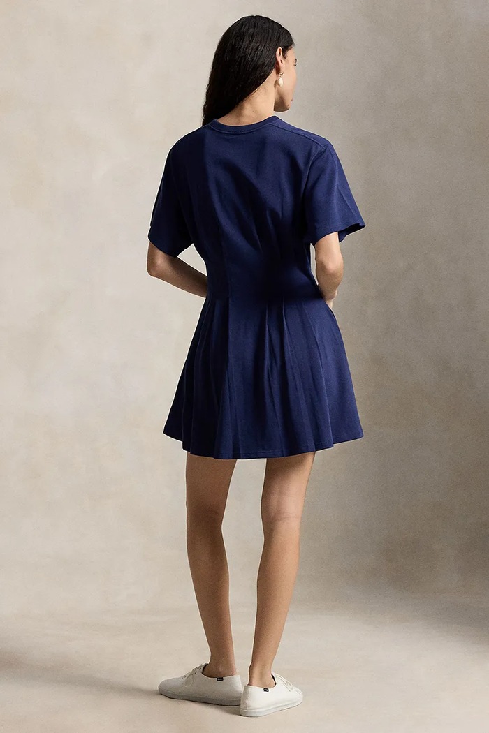 Polo Ralph Lauren JERSY-KNT-DRESSES rozšířené šaty bavlněné 211A96342004 námořnická modř SS26