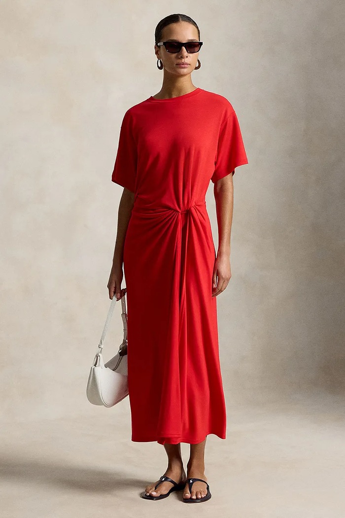 Polo Ralph Lauren LYOCELL-KNT-DRESSES платье однотонное из лиоцелла 211B26450001 красный
