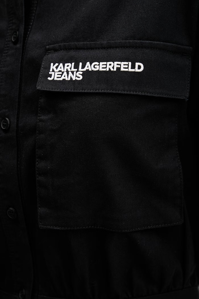 Karl Lagerfeld Jeans rochie tip cămașă din bumbac B2W13035 negru