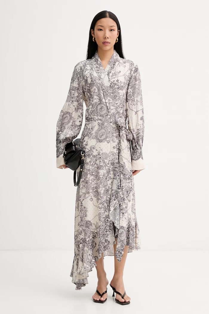 Blugirl Blumarine ασύμμετρο φόρεμα με βισκόζη RA6127.T523A μπεζ SS26