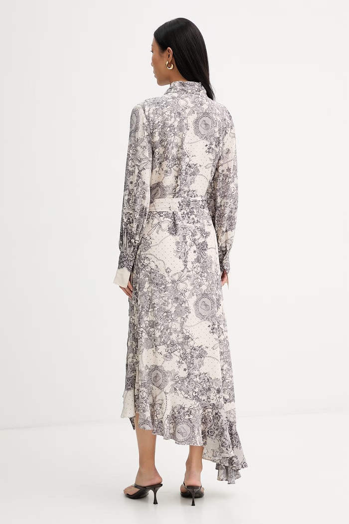 Ρούχα Blugirl Blumarine ασύμμετρο φόρεμα με βισκόζη RA6127.T523A μπεζ