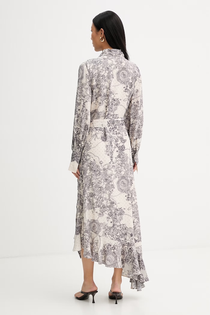 Ρούχα Blugirl Blumarine ασύμμετρο φόρεμα με βισκόζη RA6127.T523A μπεζ