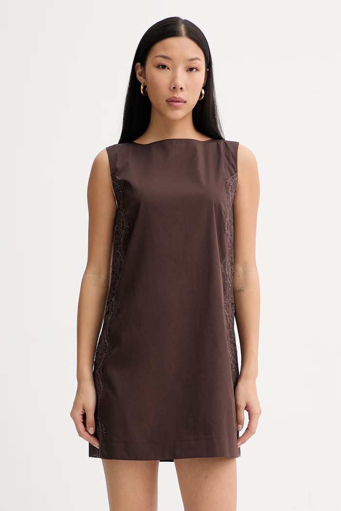 blugirl Blumarine rochie cu bumbac maro RA6194.T544A