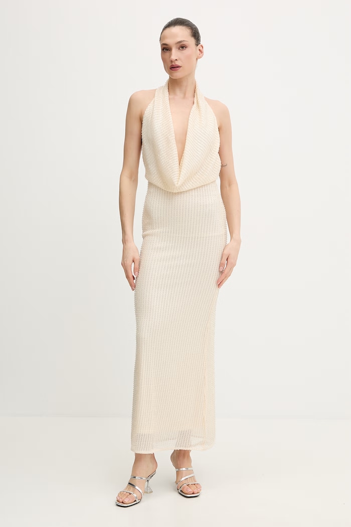 Bardot rochie maxi bej 59814DB2