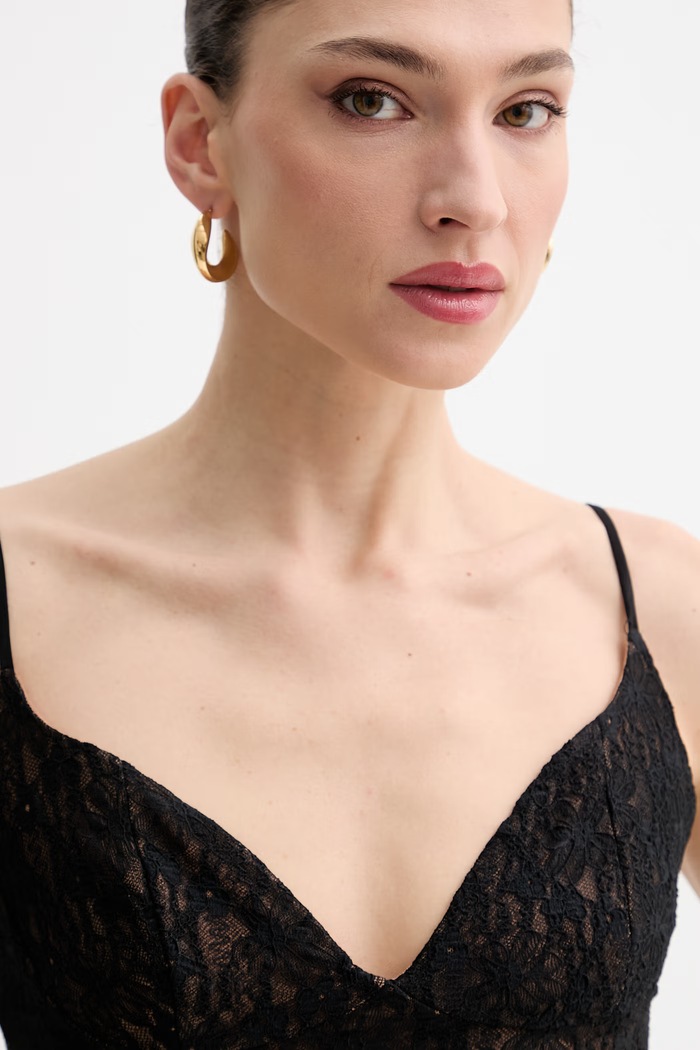 Bardot Φόρεμα lingerie δαντέλα μαύρο 60139DB