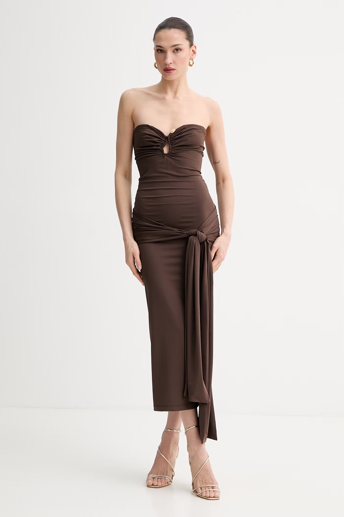 Bardot φόρεμα καφέ 60310DB