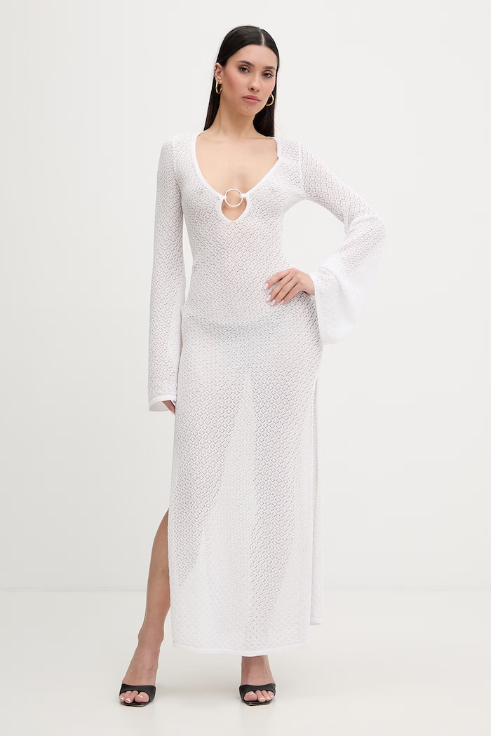 Bardot rochie de vară cu vâscoză alb 60326DB