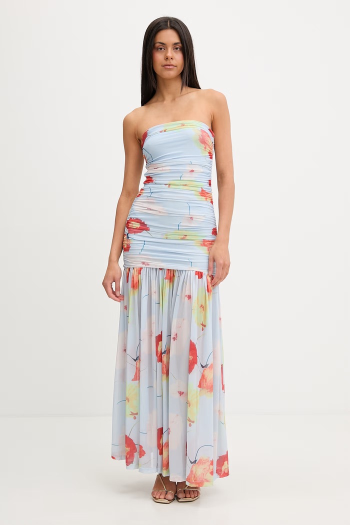 Bardot rochie drapată 59875DB3 albastru SS26