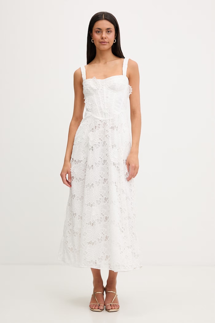 Bardot rochie cu corset alb 58655DB4
