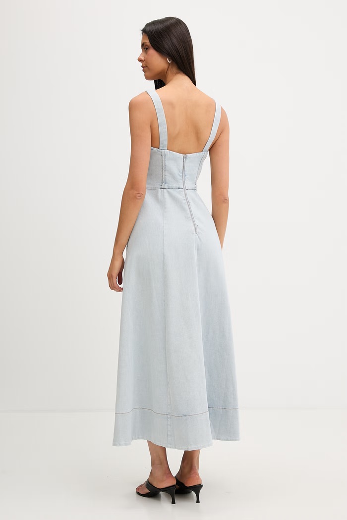 Îmbrăcăminte Bardot rochie princess din denim 91413DB2 albastru
