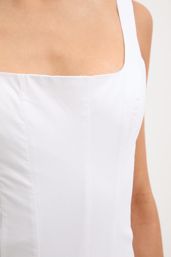 Bardot rochie sirenă din bumbac cu elastan 60327DB alb