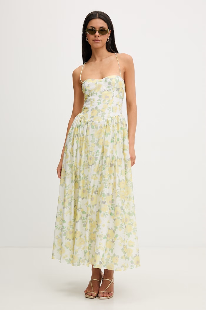 Bardot rochie cu corset cu lyocell 59786DB5 galben SS26