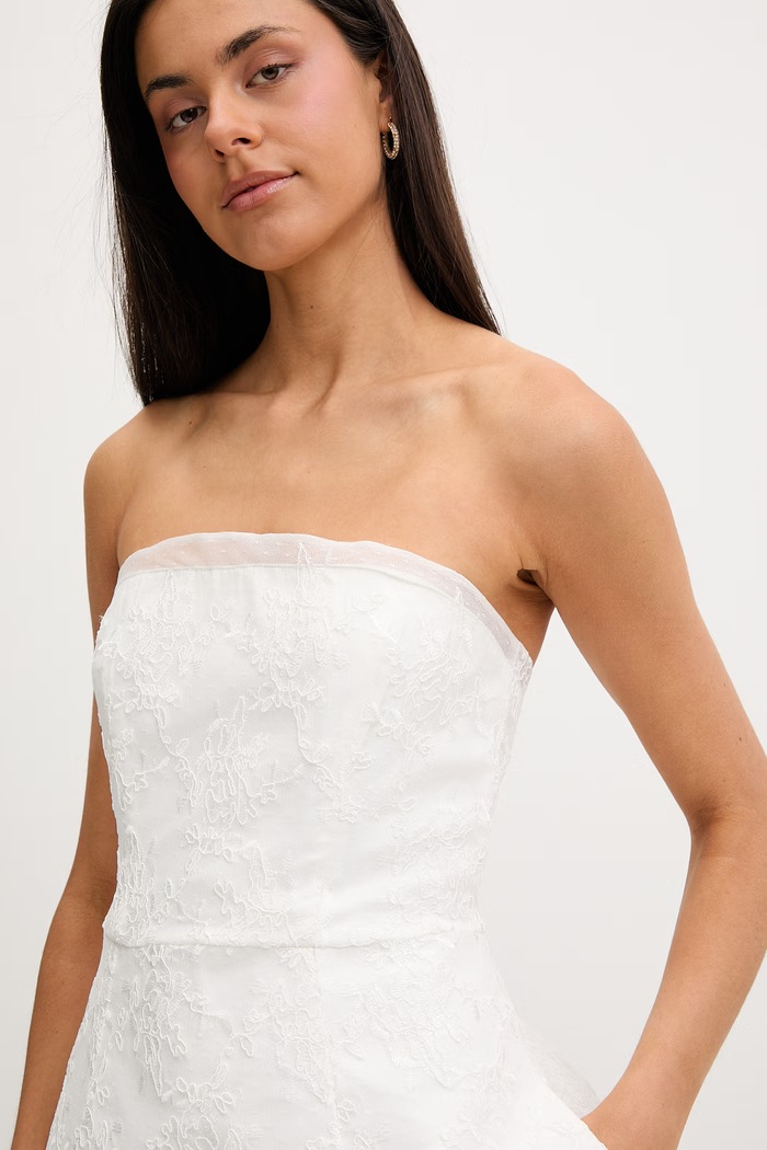 Bardot rochie evazată alb 60338DB
