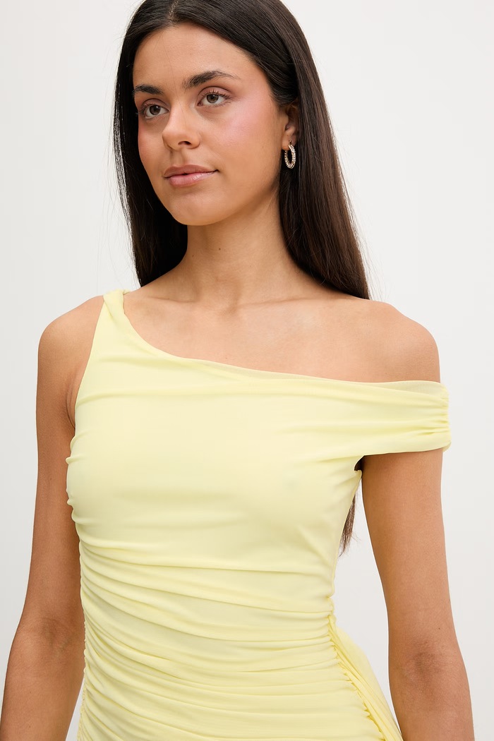 Bardot rochie drapată galben 60513DB