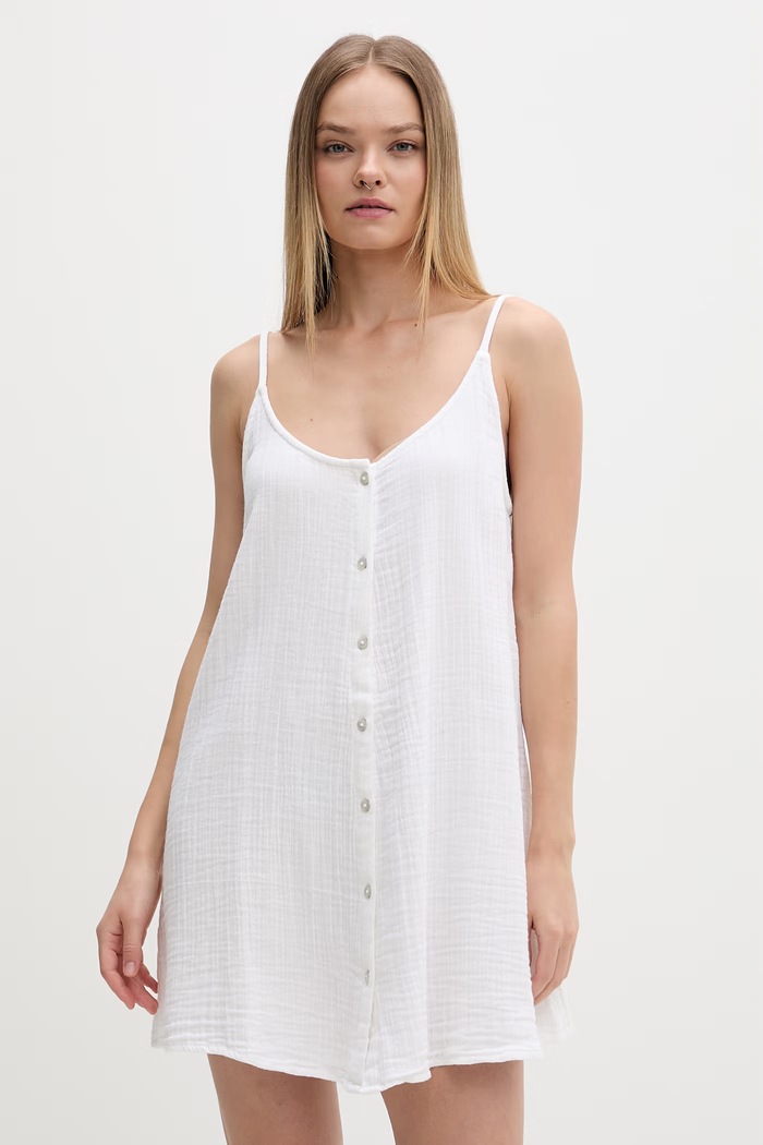 Rip Curl rochie de vară din bumbac PREMIUM SURF bej 067WDR