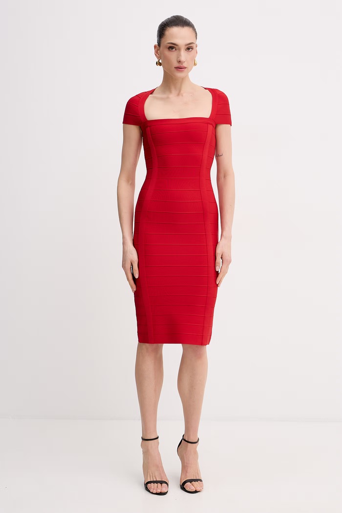 Herve Leger φόρεμα bodycon κόκκινο HLFT8571188