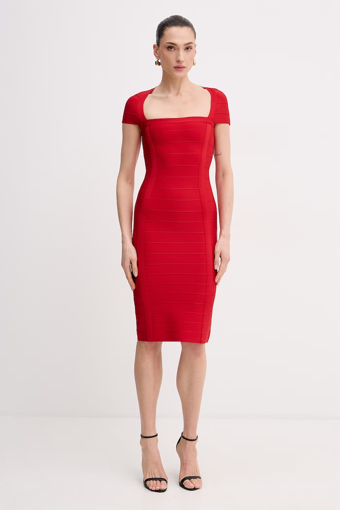 Herve Leger φόρεμα bodycon κόκκινο HLFT8571188