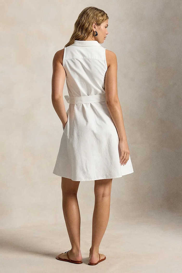 Polo Ralph Lauren sukienka rozkloszowana bawełniana 211968897 biały SS26