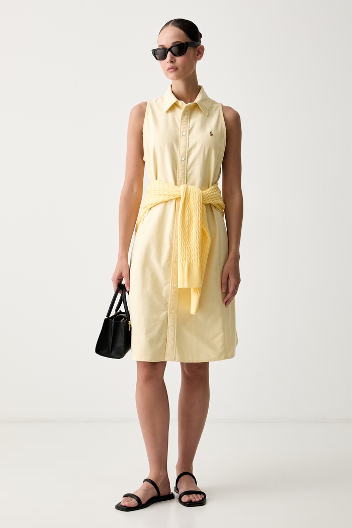 Polo Ralph Lauren sukienka rozkloszowana bawełniana 211968897 żółty SS26