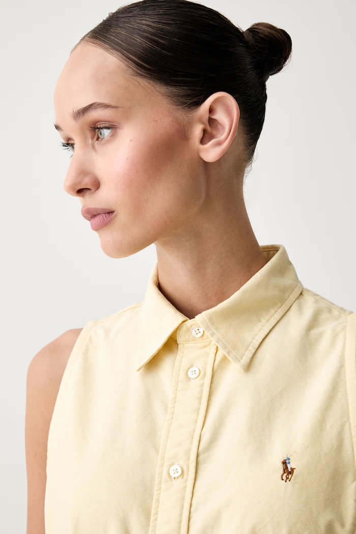 Polo Ralph Lauren sukienka rozkloszowana bawełniana żółty 211968897