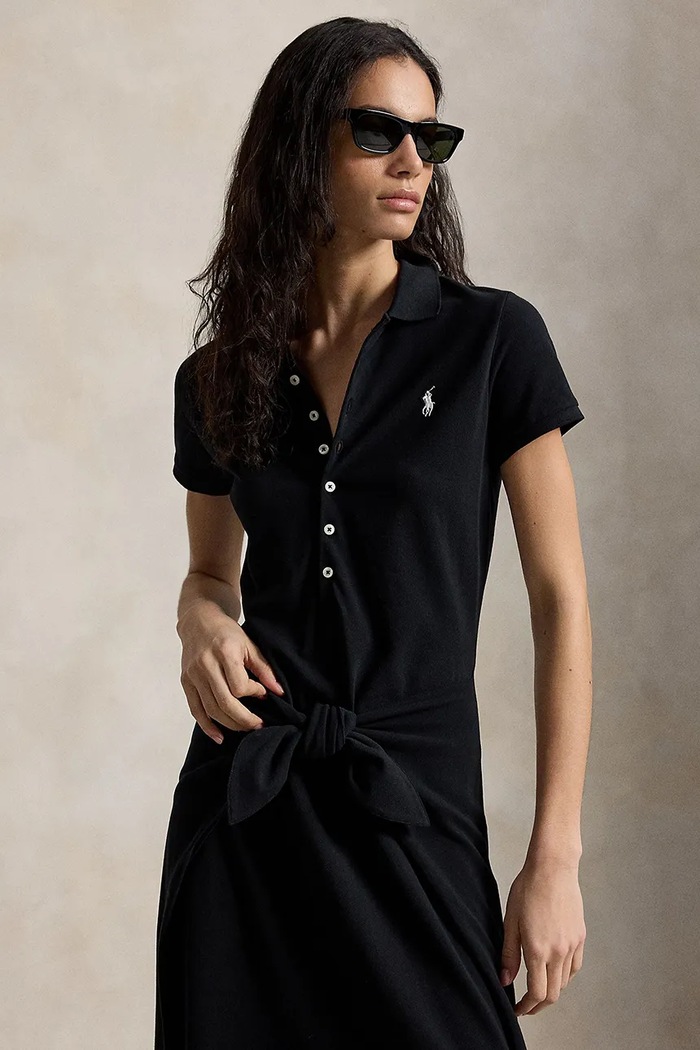 Odzież Polo Ralph Lauren sukienka rozkloszowana bawełniana 211A12906 czarny