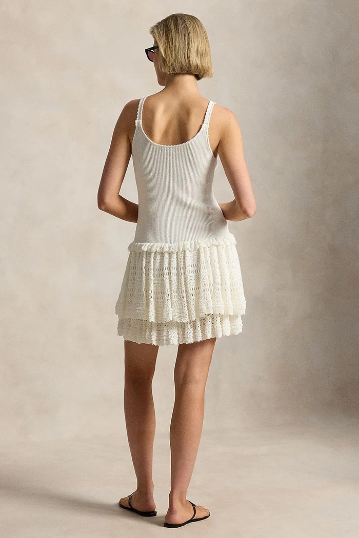 Polo Ralph Lauren letné šaty s viskózou 211A12912 biela SS26