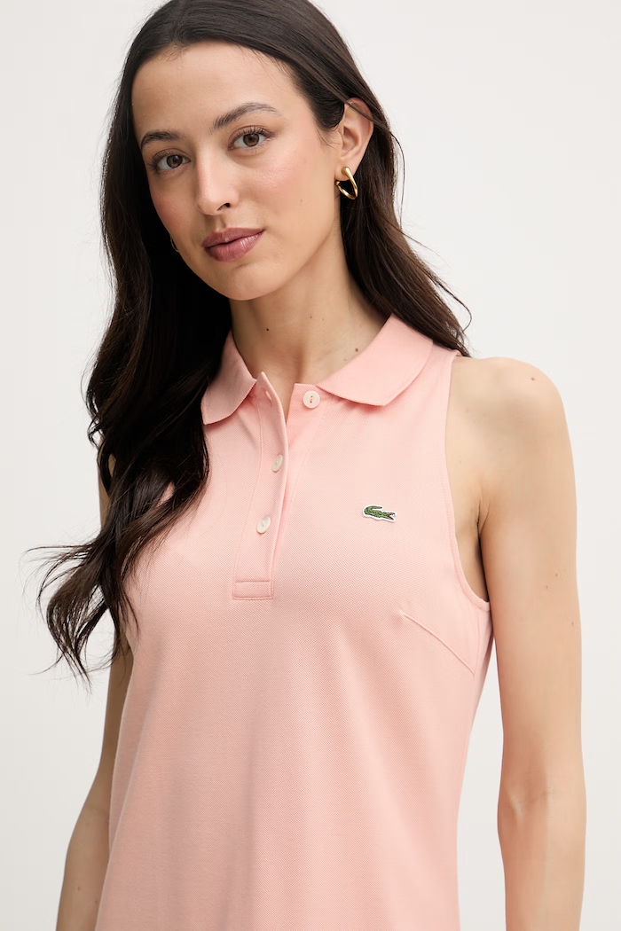 Lacoste letné šaty bavlnené s elastanom ružová EF1452