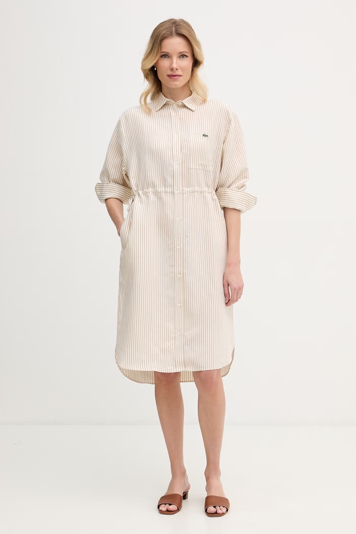 Lacoste Σεμιζιέ με λινό μπεζ EF7604