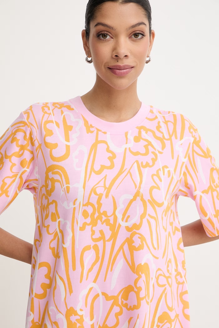 Marimekko φόρεμα με βαμβάκι 095511 ροζ