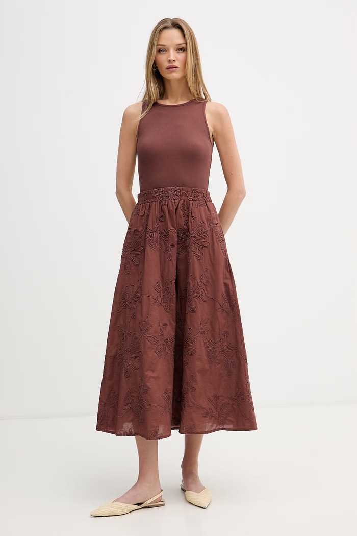 United Colors of Benetton rochie cu bumbac maro 4RWNDV0CO