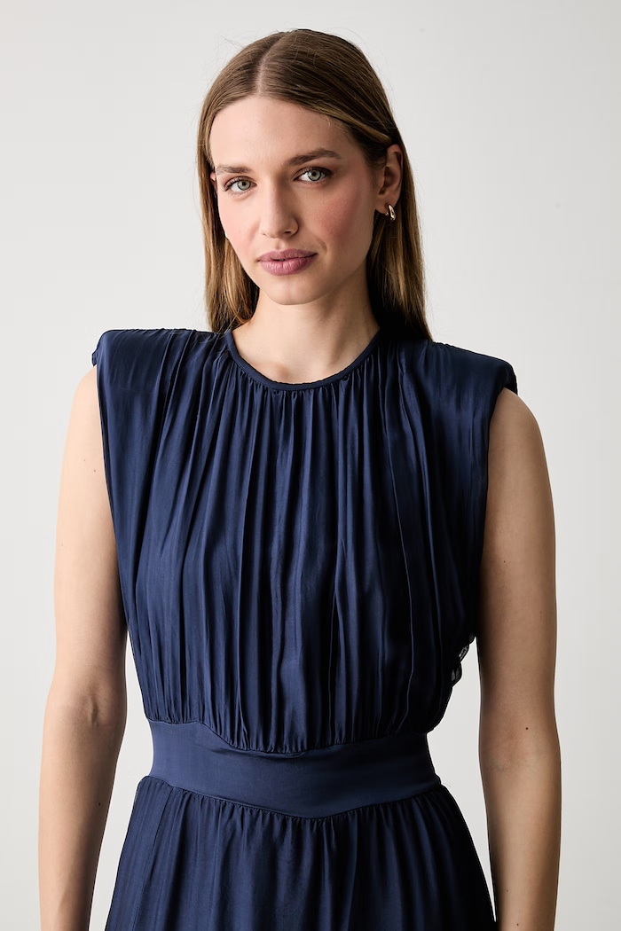 Haveone rochie cu mătase bleumarin AFF.Q005