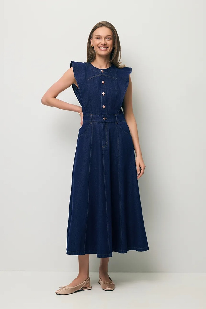Îmbrăcăminte BIZUU rochie din denim AIDEN AIDEN.NIEBIESKI bleumarin