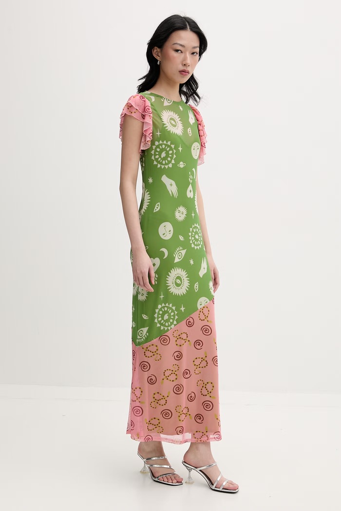 Never Fully Dressed рокля NFDDR3425 зелен SS26